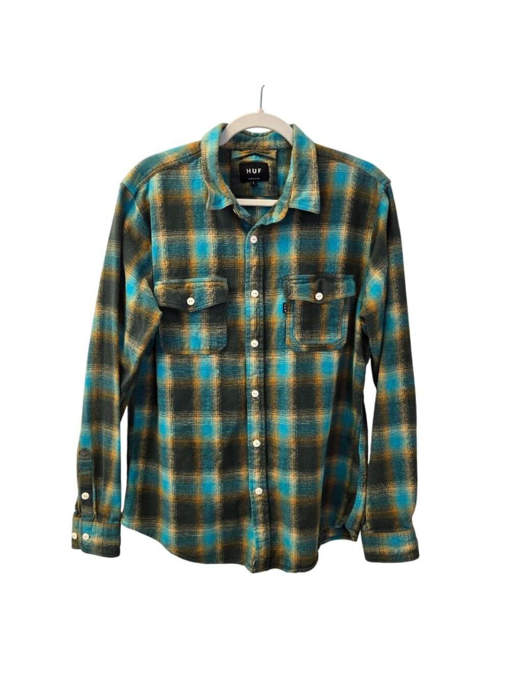 HUF Flannel Plaid Button Down Shirt Size Large